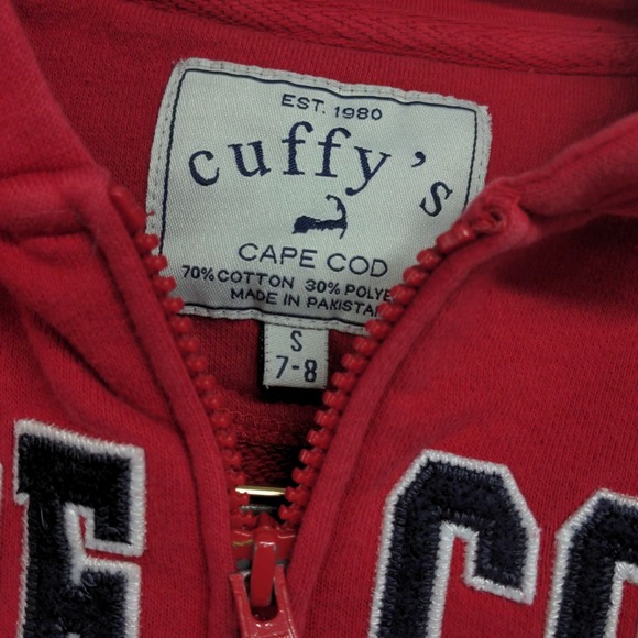 Cuffy's Cape Cod Red Pullover Hoodie Kids Size Small 6-7 - Picture 3 of 4